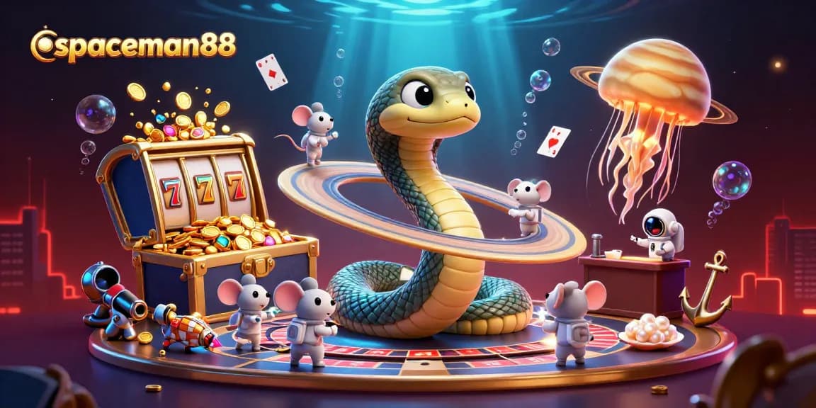 Engage with spaceman88's thrilling space roulette, featuring animated jubilant characters amidst cosmic casino chaos.