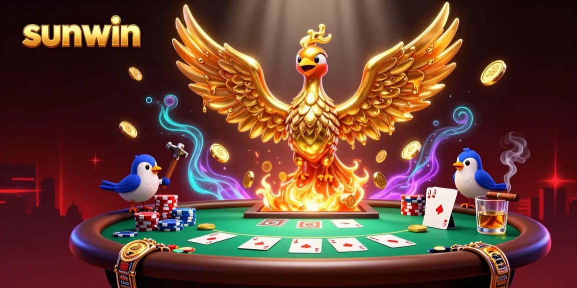Engage with sunwin for thrilling poker action surrounded by vibrant casino elements.