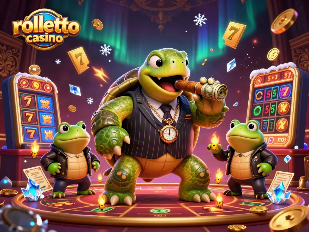 Experience thrilling gameplay at rolletto casino with a vibrant 3D illustration of characters amidst dynamic gaming elements.